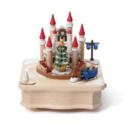 Boîte à musique en bois -  Château de Noël