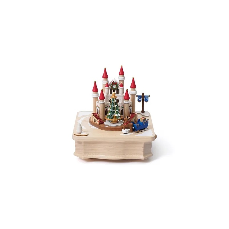Boîte à musique en bois -  Château de Noël
