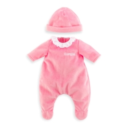 Vêtement pyjama rose et bonnet bébé 36 cm