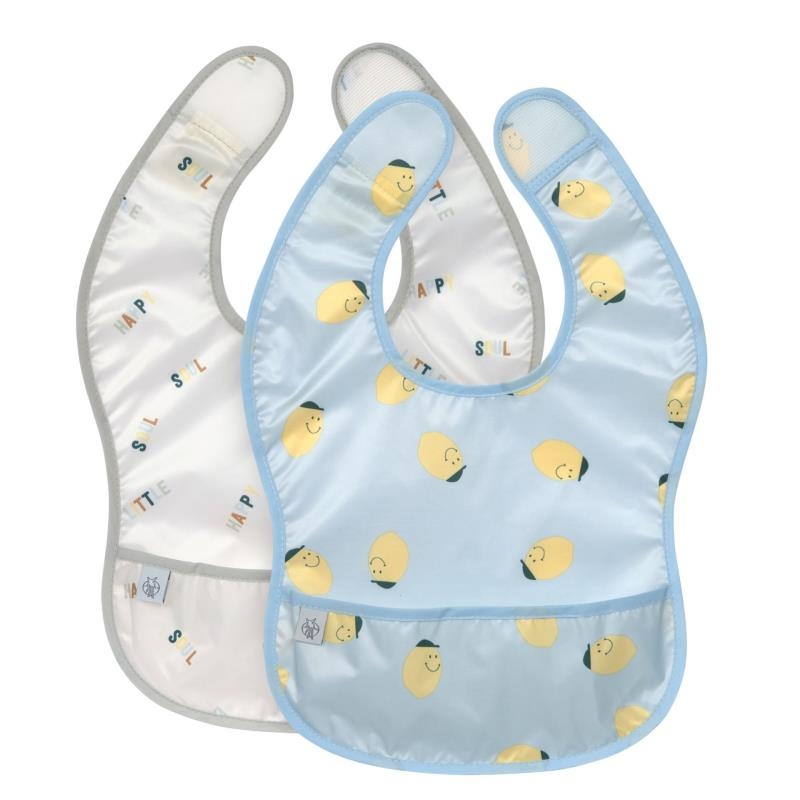 Pack de 2 bavoirs plastifiés avec poche - Happy fruits Citron