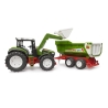 Tracteur avec chargeur avant et remorque basculante