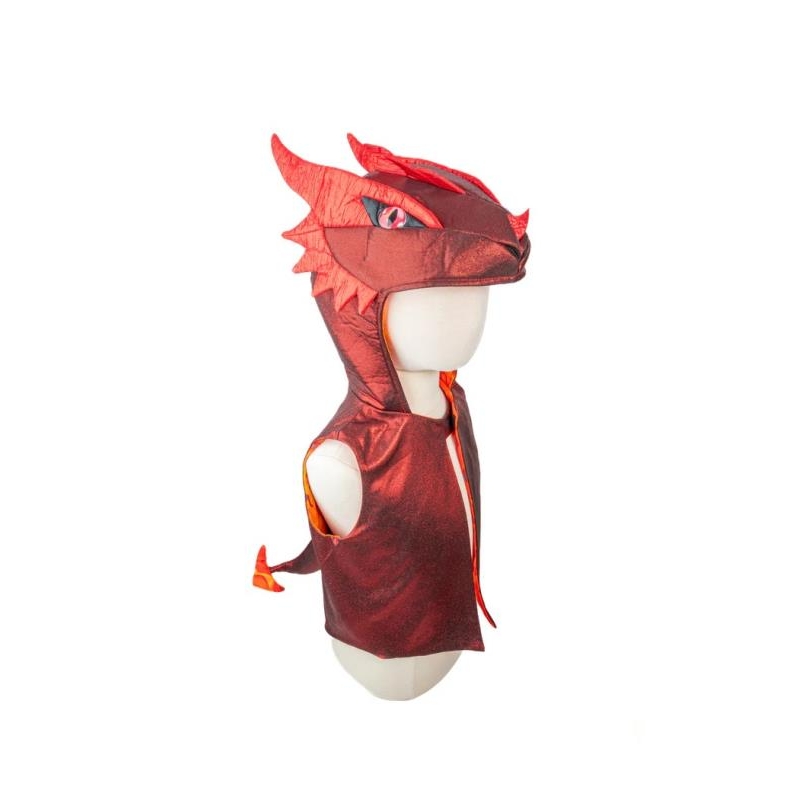 Déguisement - Cape tunique dragon rouge 5/6  ans