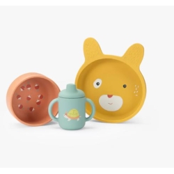 Set de vaisselle en silicone - Trois petits lapins