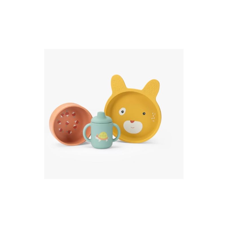 Set de vaisselle en silicone - Trois petits lapins