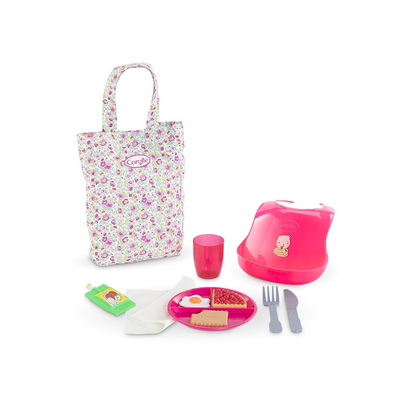Grand coffret repas pour poupon 36/42cm rose