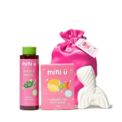 Mini ü - Coffret bombe de bain sirène et bain moussant fraise