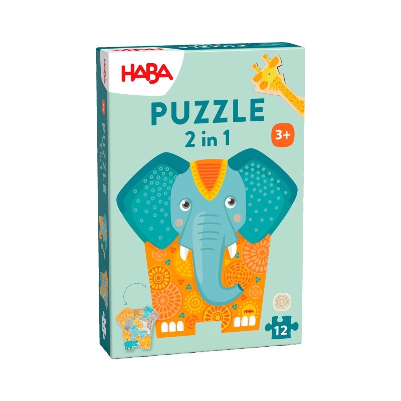 Promo Puzzle en bois 2 en 1 - Eléphant