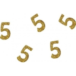 50 confettis à paillettes dorés - Chiffre 5