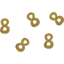 50 confettis à paillettes dorés - Chiffre 8