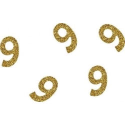 50 confettis à paillettes dorés - Chiffre 9