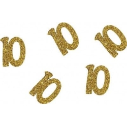 50 confettis à paillettes dorés - Chiffre 10