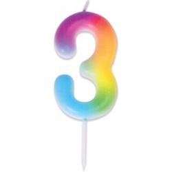 Bougie multicolore - Chiffre 3
