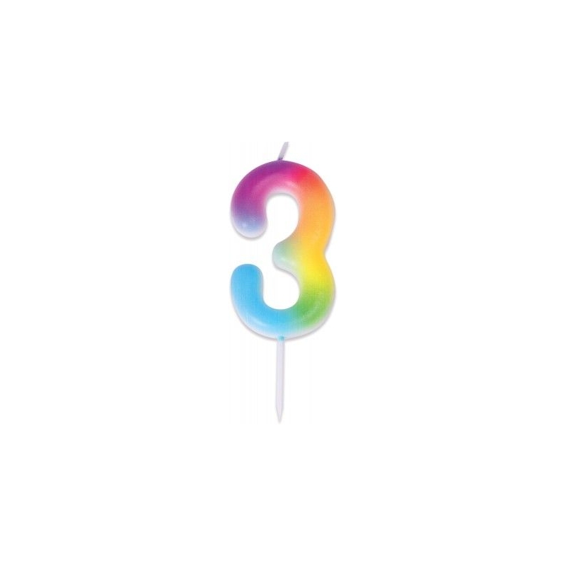 Bougie multicolore - Chiffre 3