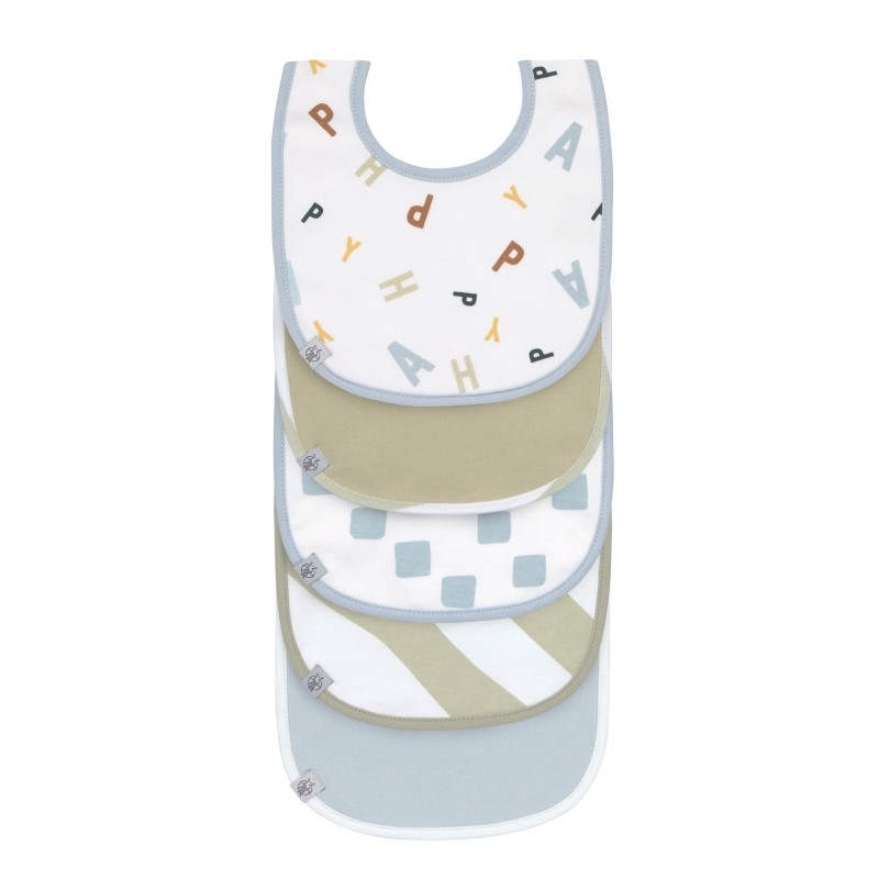 Pack de 5 bavoirs - Happy Fruits bleu/kaki
