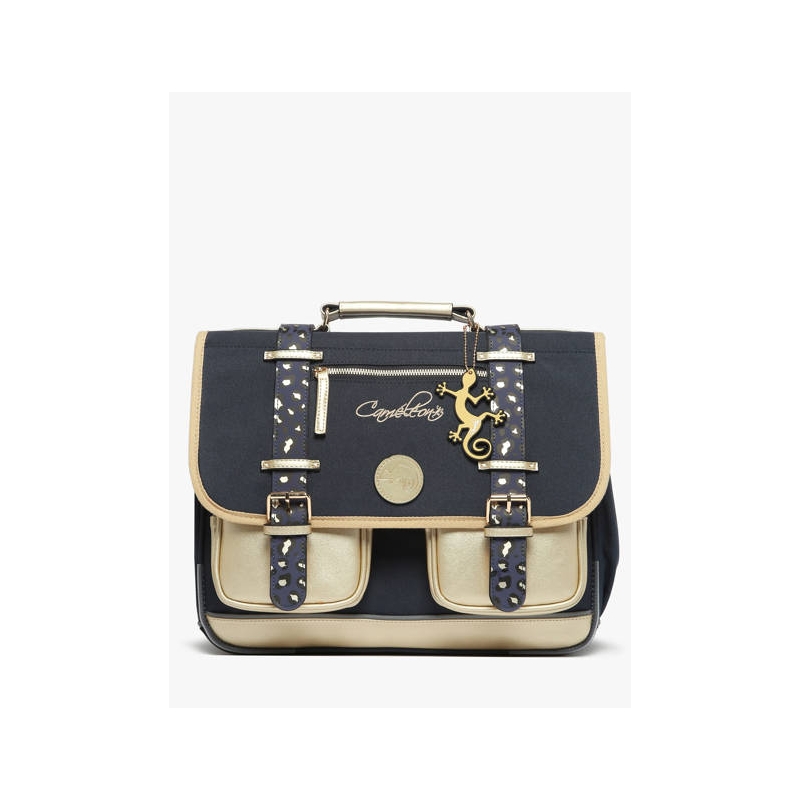Cartable moyen 38 cm - Navy gold léopard