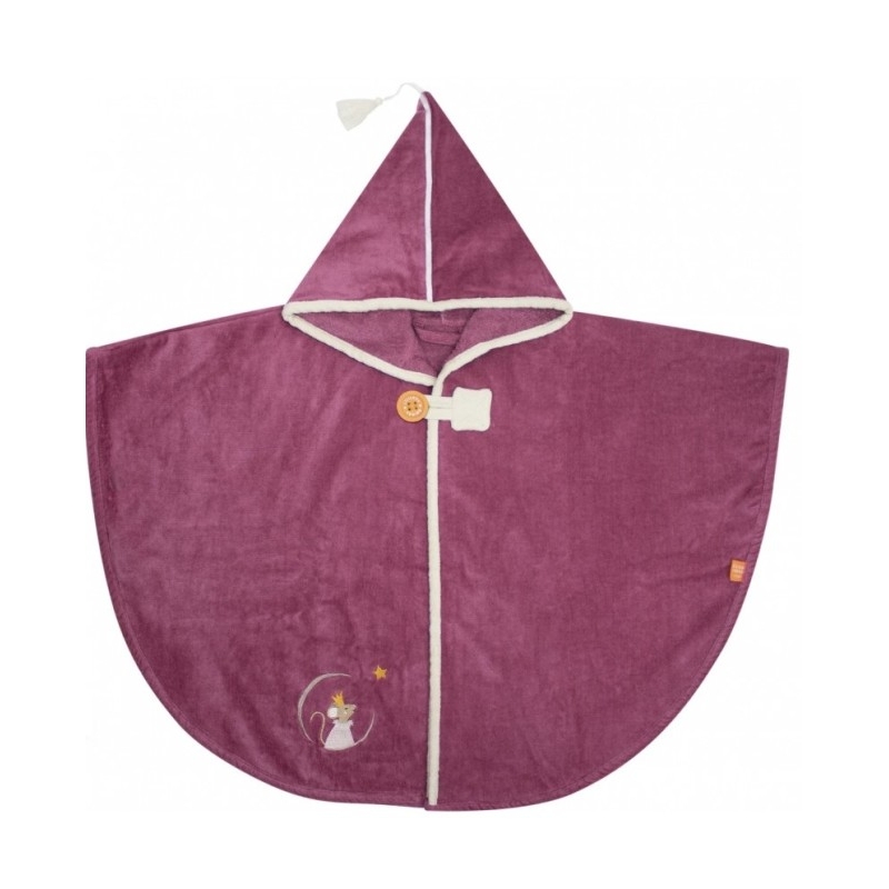 Cape de bain velours - Souris framboise