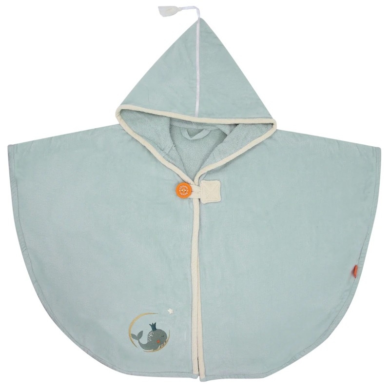 Cape de bain velours - Baleine lagon