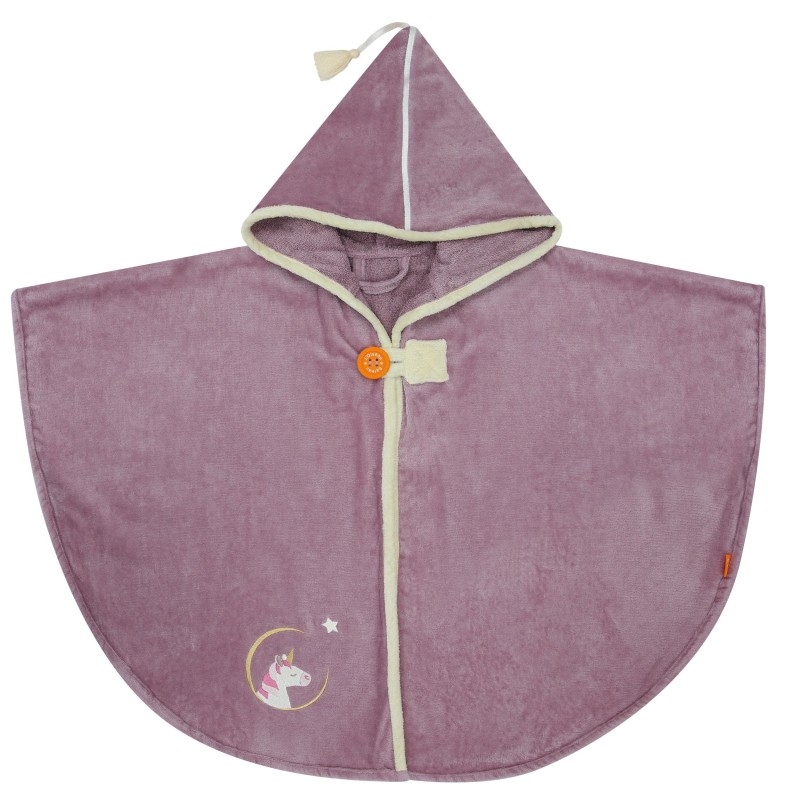 Cape de bain velours - Licorne parme
