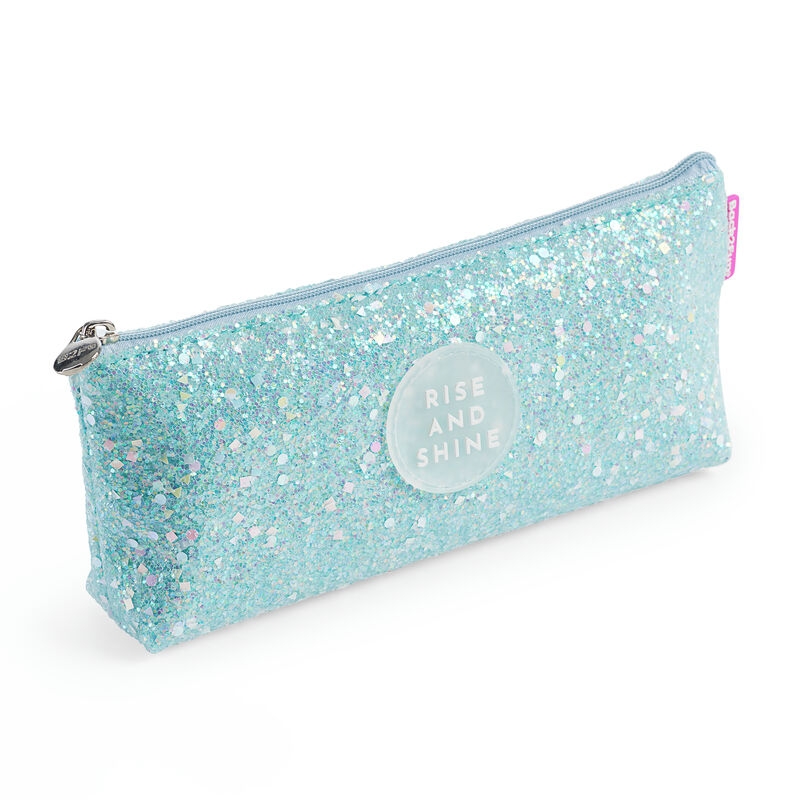 Trousse paillettée bleue