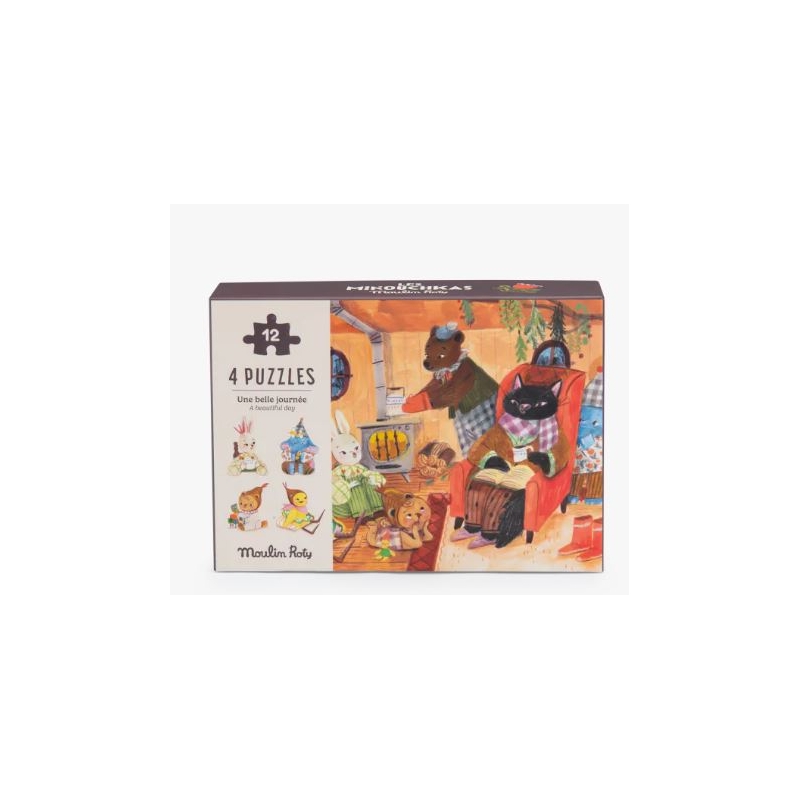 Puzzle 4 x 12 pièces - Les Minouchkas Une belle journée