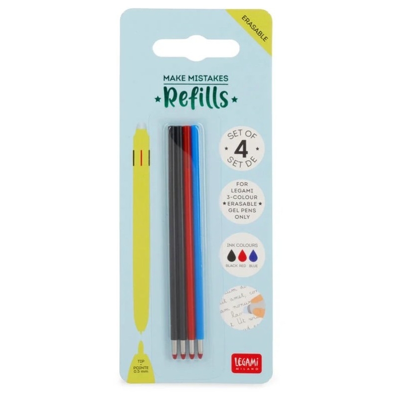 Set de 4 Recharges pour stylo à encre gel effaçable 3 couleurs