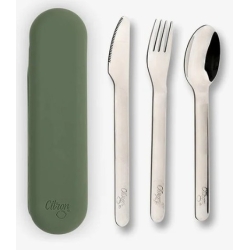 Citron - Set de 3 couverts avec étui en silicone Vert