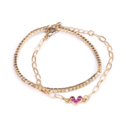 Ensemble bracelets coeur et strass