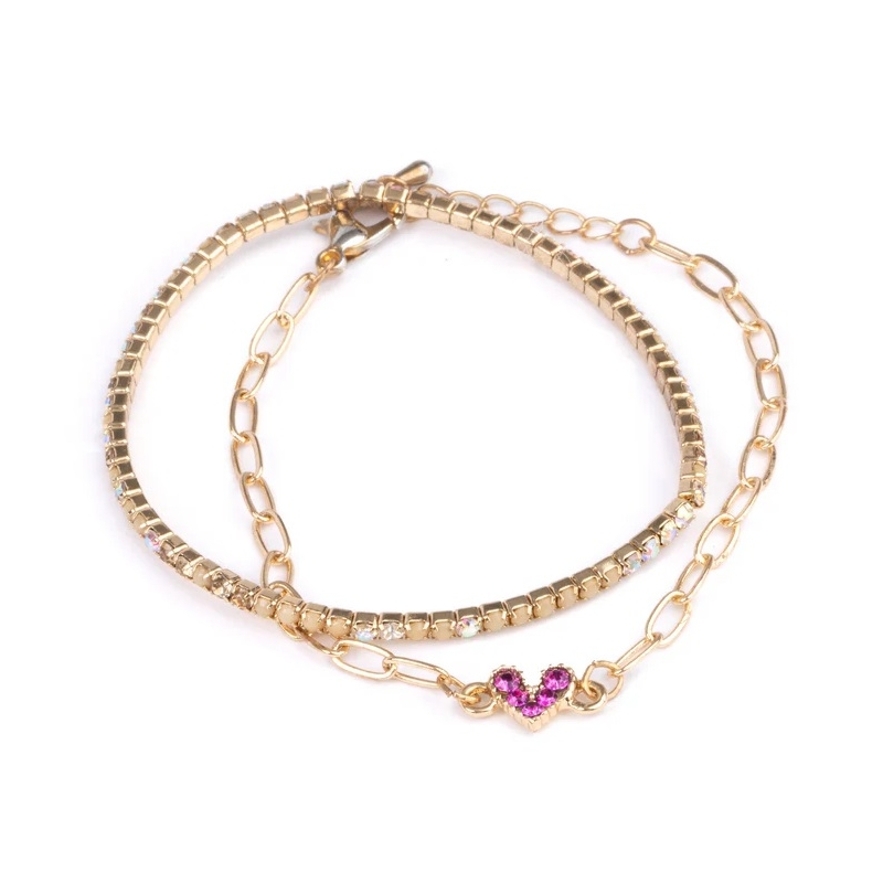 Ensemble bracelets coeur et strass