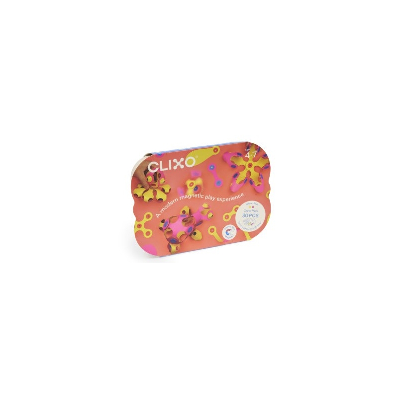 Clixo - Jeu de construction magnétique rose/jaune 30 pièces