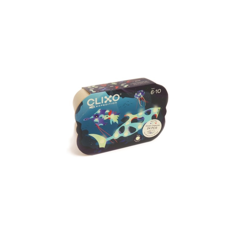Clixo - Jeu de construction magnétique phosphorescent Océan 24 pièces