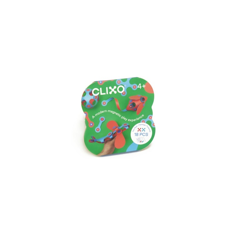 Clixo - Jeu de construction magnétique rouge/turquoise 18 pièces