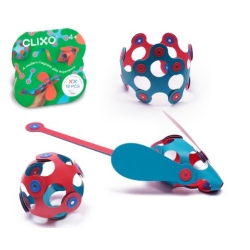 Clixo - Jeu de construction magnétique rouge/turquoise 18 pièces