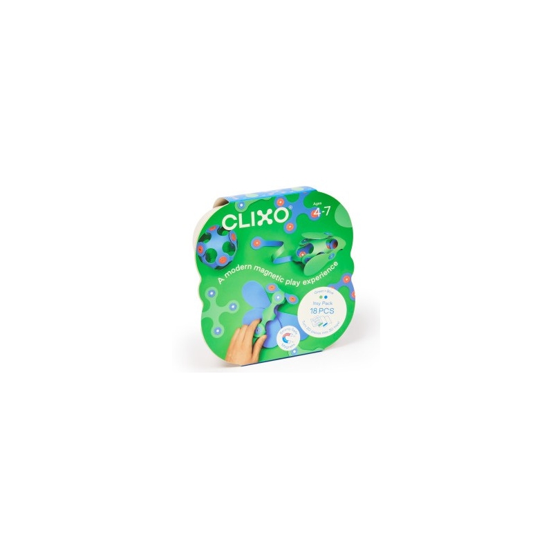 Clixo - Jeu de construction magnétique bleu/vert 18 pièces