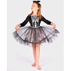 Déguisement - Robe squelette avec serre-tête 6/8 ans