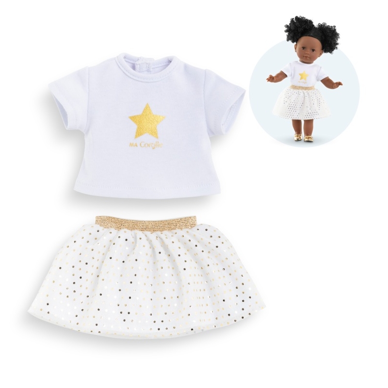 Ma Corolle - Jupe et tshirt ivoire et or