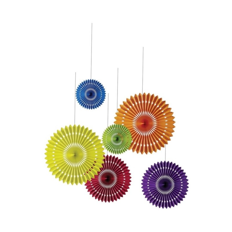 Lot de 6 rosaces multicolore à suspendre