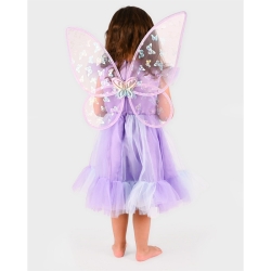 Déguisement - Robe mauve avec ailes et baguette 4/6 ans
