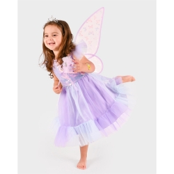 Déguisement - Robe mauve avec ailes et baguette 4/6 ans