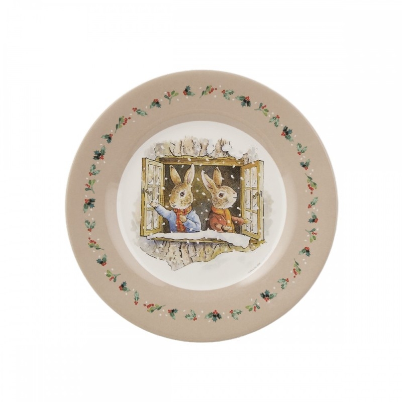 Pierre Lapin Noël - Assiette fenêtre