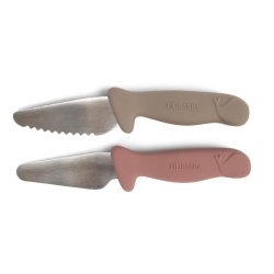 Filibabba - Couteaux d'apprentissage taupe/rose
