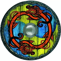 Bouclier viking bleu et jaune