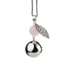 Bola argenté avec perle rose et feuille
