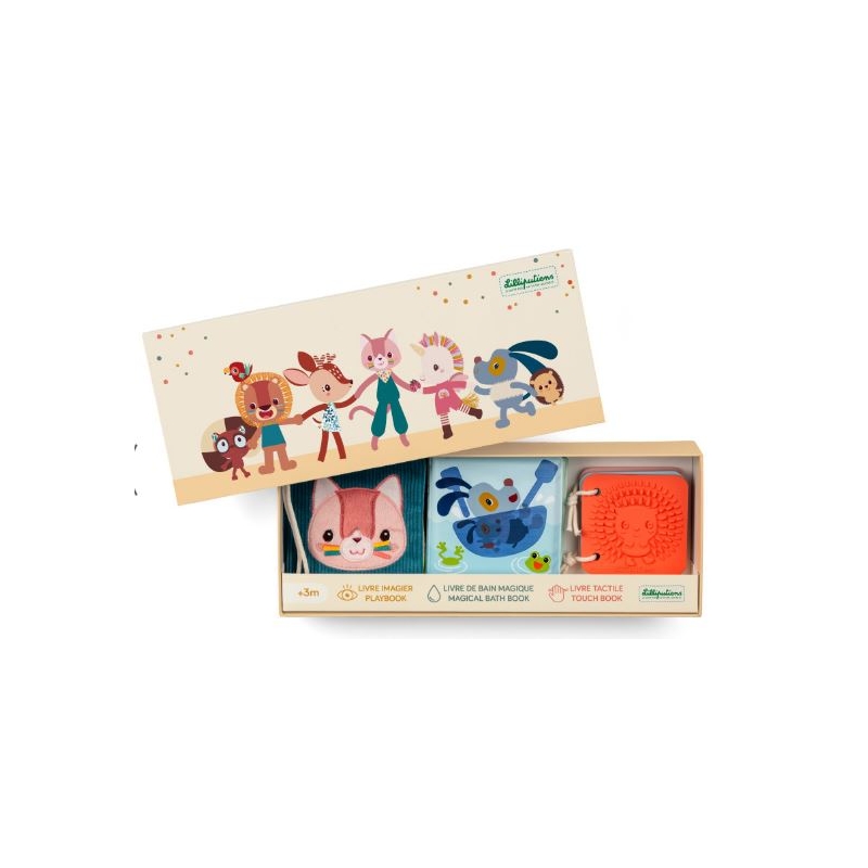 Set de naissance - 3 livres sensoriels jardin