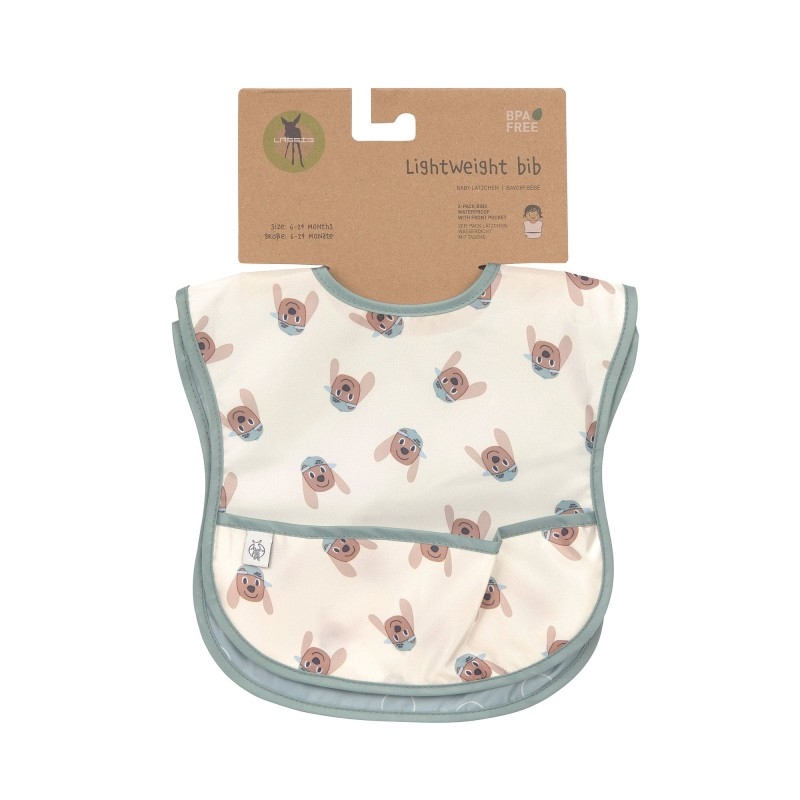 Pack de 2 bavoirs plastifiés avec poche - Tiny Team chien