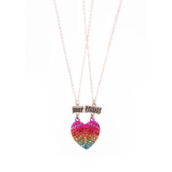 Colliers Best Friends à partager - Coeur à strass arc-en-ciel
