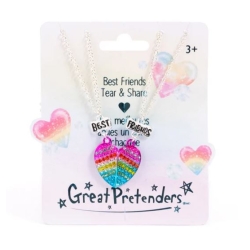 Colliers Best Friends à partager - Coeur à strass arc-en-ciel
