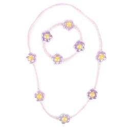 Collier et bracelet - Marguerites violettes