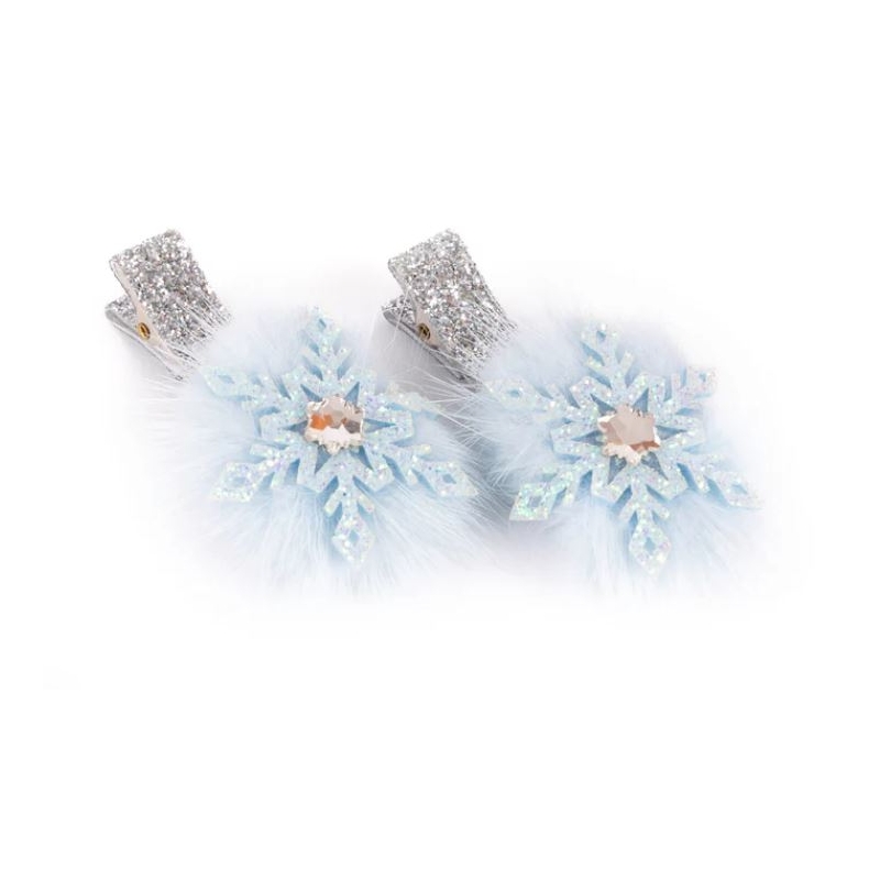 Pinces à cheveux - Flocons bleus pailletés