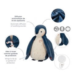 Peluche enregistreur vocal et bruits blancs - Manchot bleu