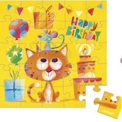 Carte postale puzzle  - Anniversaire chat